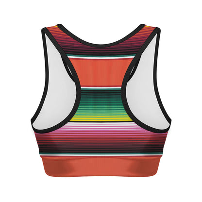 Colorful Serape Blanket Pattern Print Women's Sports Bra