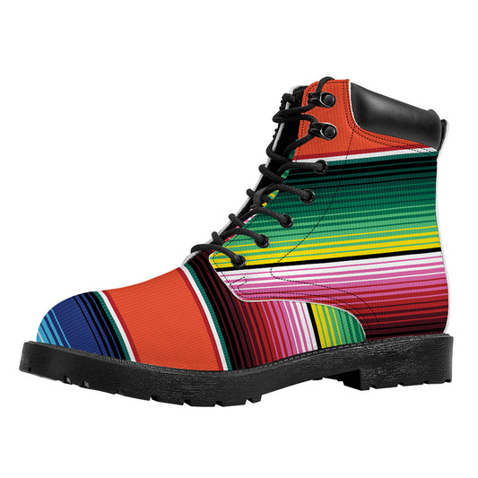 Colorful Serape Blanket Pattern Print Work Boots