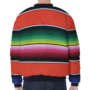 Colorful Serape Blanket Pattern Print Zip Sleeve Bomber Jacket