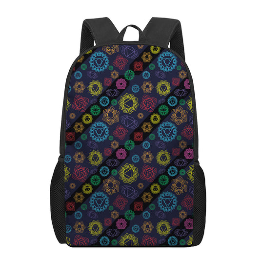 Colorful Seven Chakras Pattern Print 17 Inch Backpack