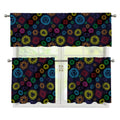Colorful Seven Chakras Pattern Print 3 Piece Kitchen Curtains