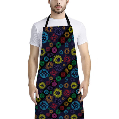 Colorful Seven Chakras Pattern Print Bib Apron With Pocket