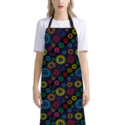 Colorful Seven Chakras Pattern Print Bib Apron With Pocket