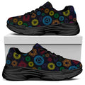 Colorful Seven Chakras Pattern Print Black Chunky Shoes