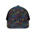 Colorful Seven Chakras Pattern Print Black Mesh Trucker Hat