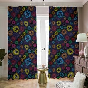 Colorful Seven Chakras Pattern Print Blackout Pencil Pleat Curtains