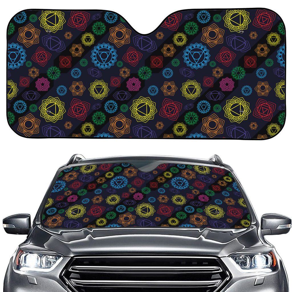 Colorful Seven Chakras Pattern Print Car Windshield Sun Shade