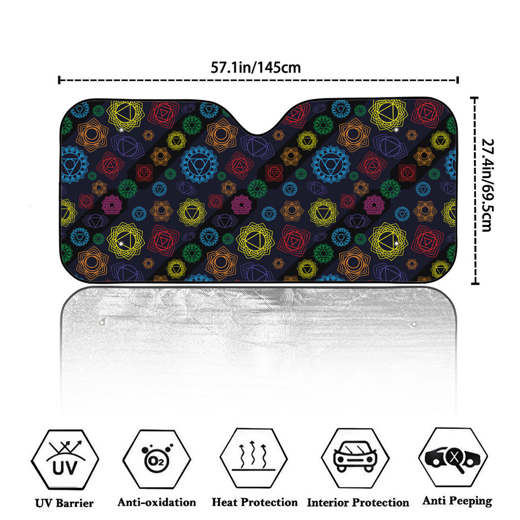 Colorful Seven Chakras Pattern Print Car Windshield Sun Shade