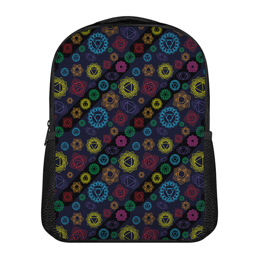 Colorful Seven Chakras Pattern Print Casual Backpack