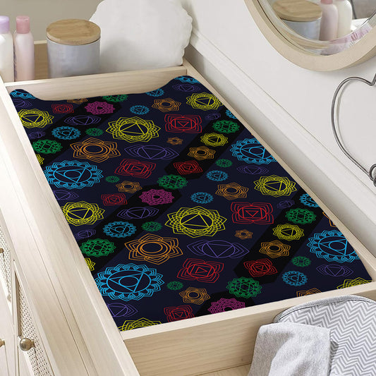 Colorful Seven Chakras Pattern Print Changing Pad Cover