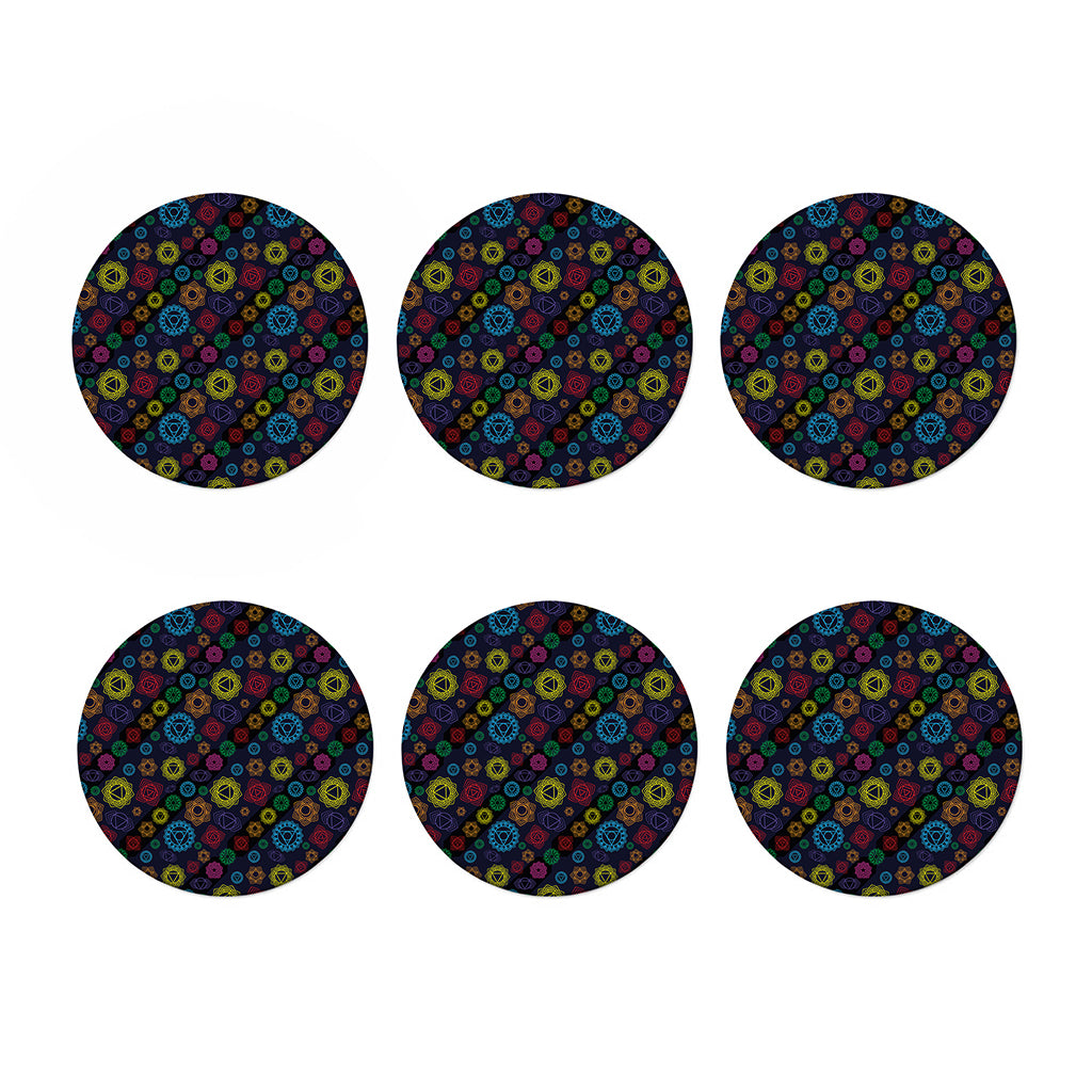 Colorful Seven Chakras Pattern Print Coaster Set