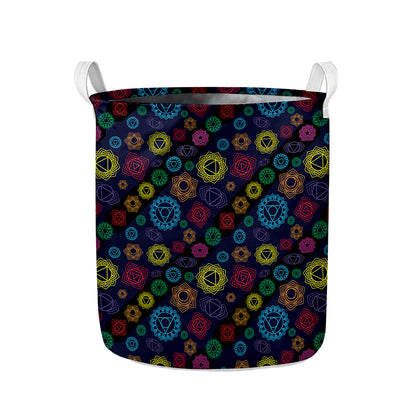 Colorful Seven Chakras Pattern Print Collapsible Laundry Basket