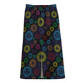 Colorful Seven Chakras Pattern Print Cotton Front Slit Maxi Skirt