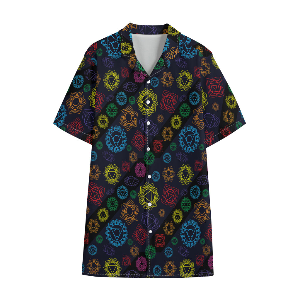 Colorful Seven Chakras Pattern Print Cotton Hawaiian Shirt