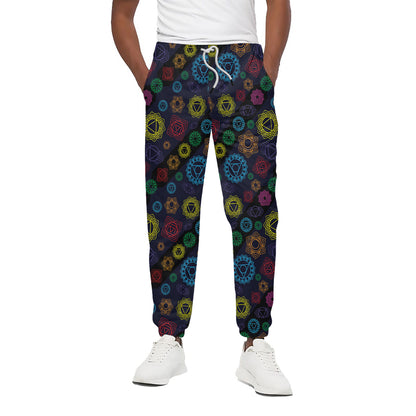 Colorful Seven Chakras Pattern Print Cotton Pants