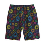 Colorful Seven Chakras Pattern Print Cotton Shorts