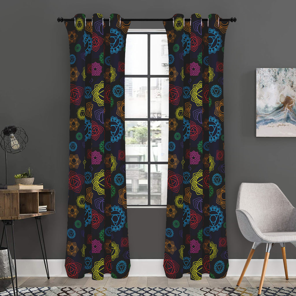 Colorful Seven Chakras Pattern Print Curtain