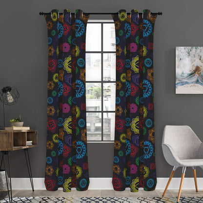 Colorful Seven Chakras Pattern Print Curtain
