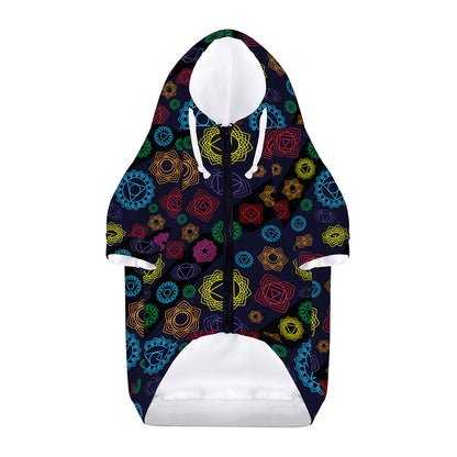 Colorful Seven Chakras Pattern Print Dog Zip Up Hoodie