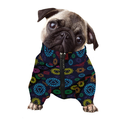 Colorful Seven Chakras Pattern Print Dog Zip Up Jacket