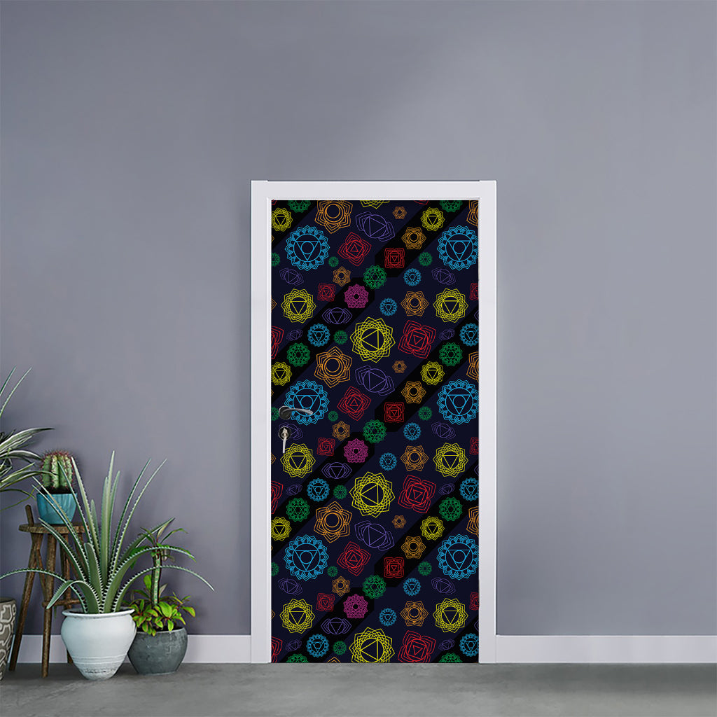 Colorful Seven Chakras Pattern Print Door Sticker