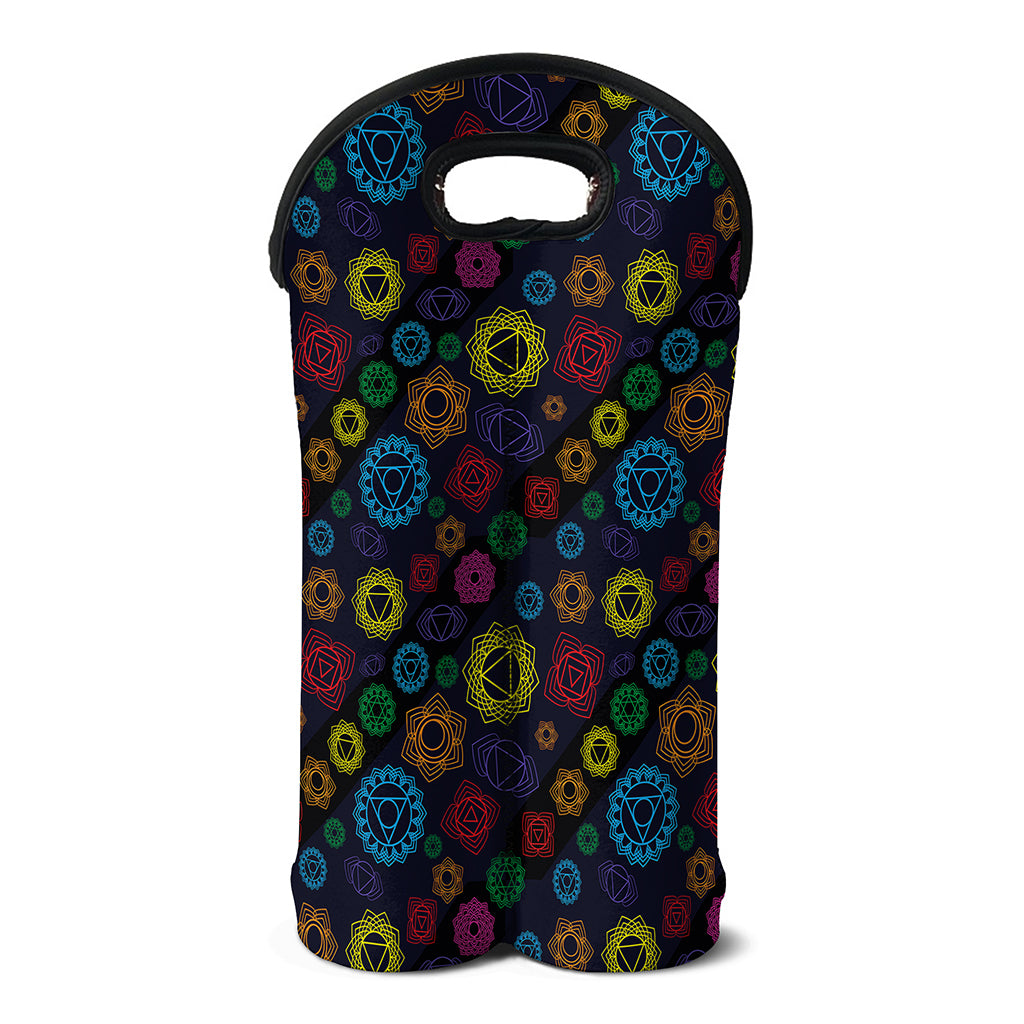Colorful Seven Chakras Pattern Print Double Neoprene Wine Tote