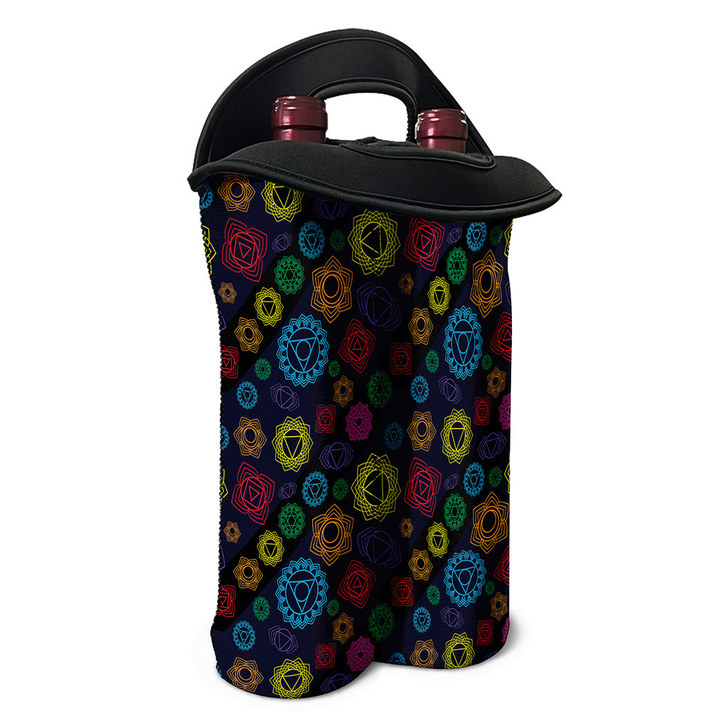Colorful Seven Chakras Pattern Print Double Neoprene Wine Tote