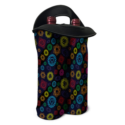 Colorful Seven Chakras Pattern Print Double Neoprene Wine Tote