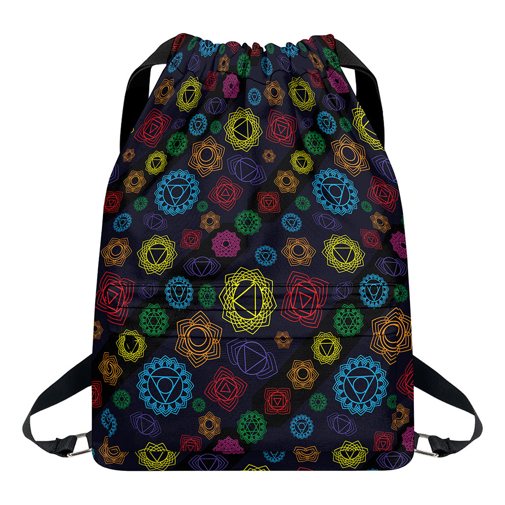 Colorful Seven Chakras Pattern Print Drawstring Backpack