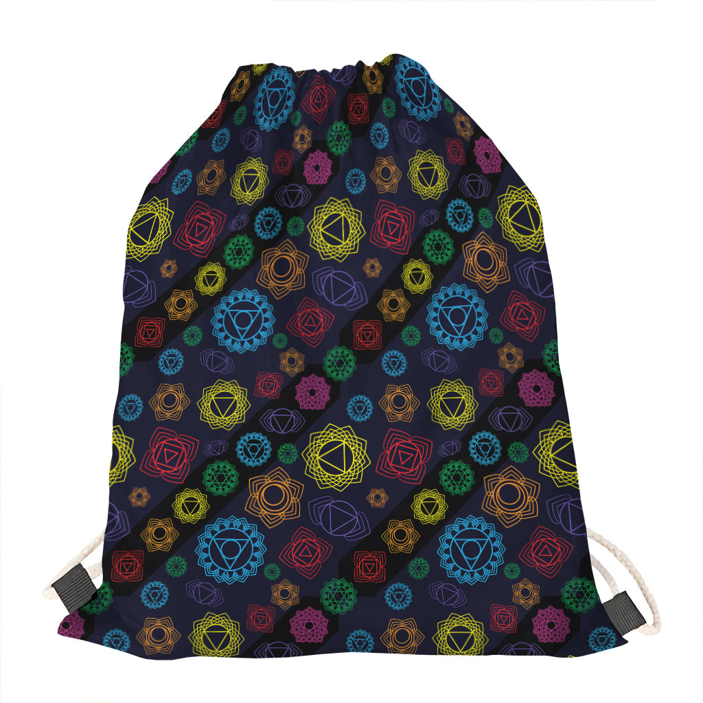 Colorful Seven Chakras Pattern Print Drawstring Bag