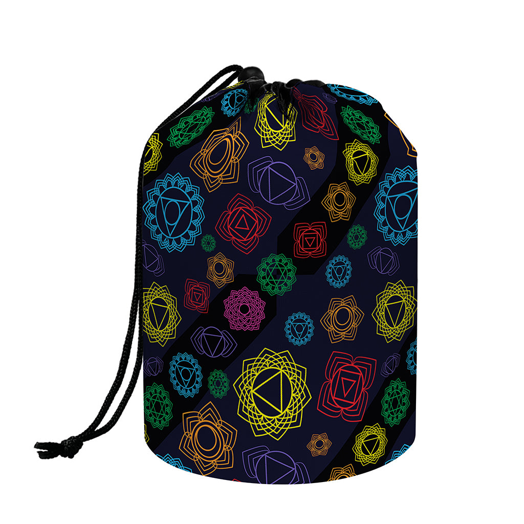 Colorful Seven Chakras Pattern Print Drawstring Makeup Bag