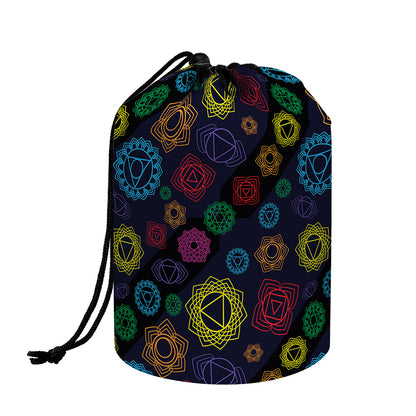 Colorful Seven Chakras Pattern Print Drawstring Makeup Bag