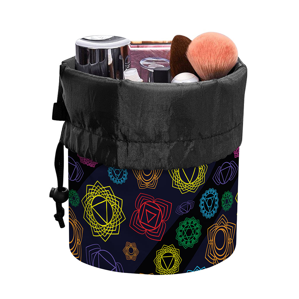 Colorful Seven Chakras Pattern Print Drawstring Makeup Bag