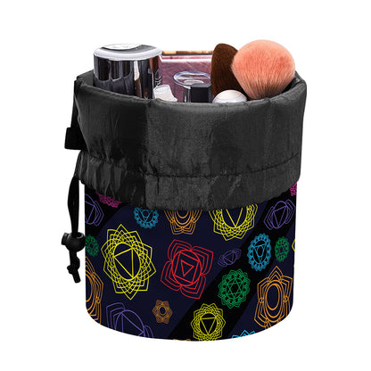 Colorful Seven Chakras Pattern Print Drawstring Makeup Bag