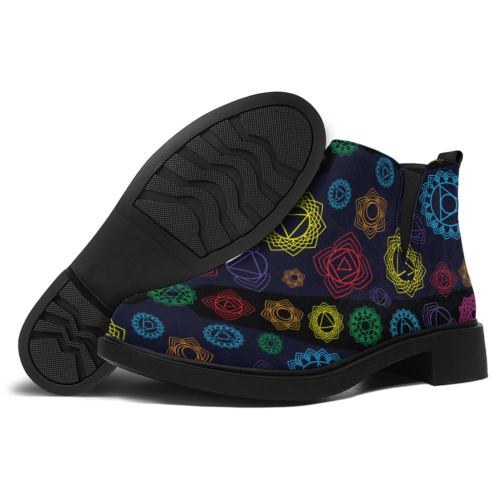Colorful Seven Chakras Pattern Print Flat Ankle Boots