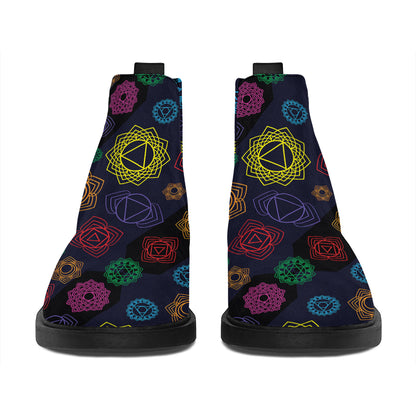 Colorful Seven Chakras Pattern Print Flat Ankle Boots