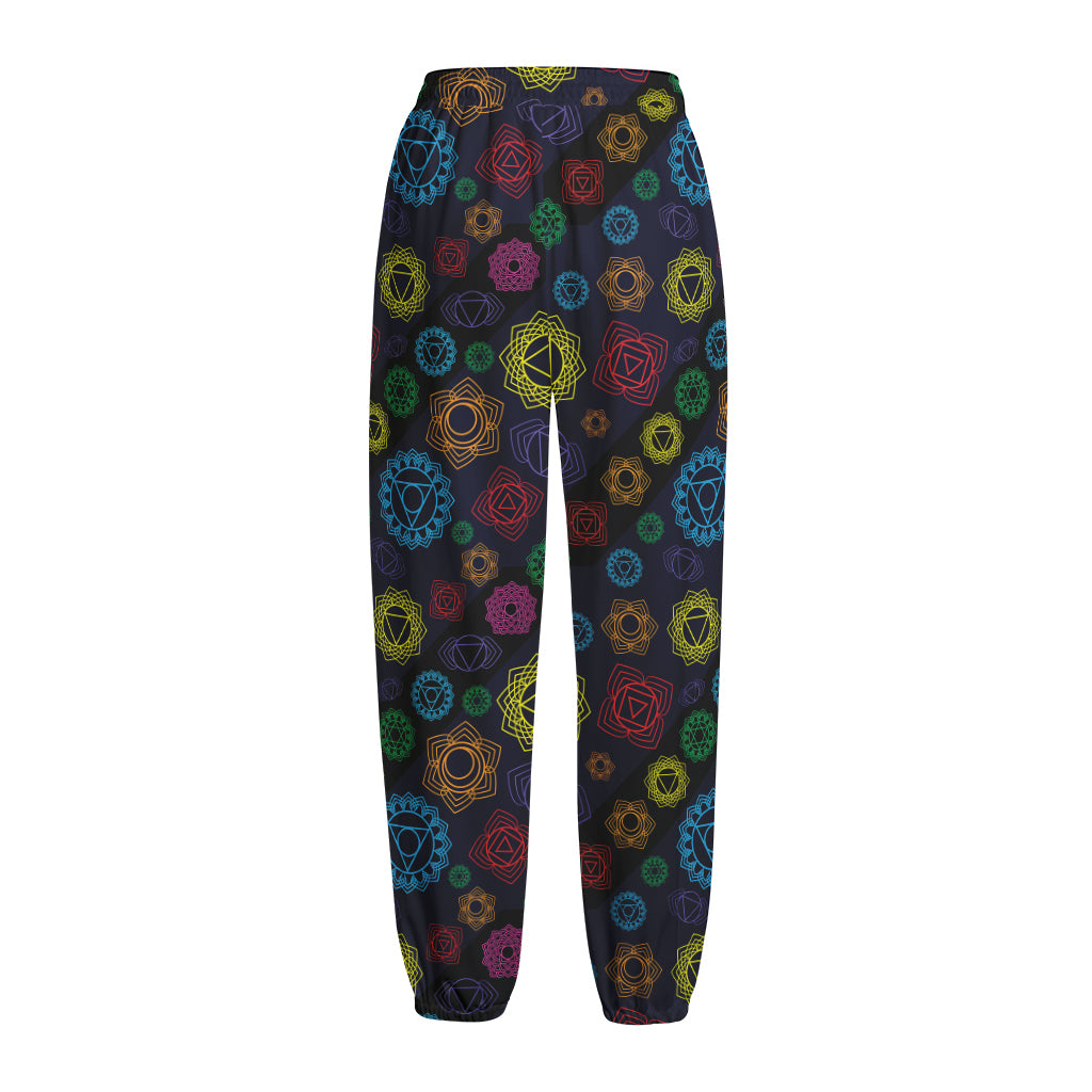 Colorful Seven Chakras Pattern Print Fleece Lined Knit Pants
