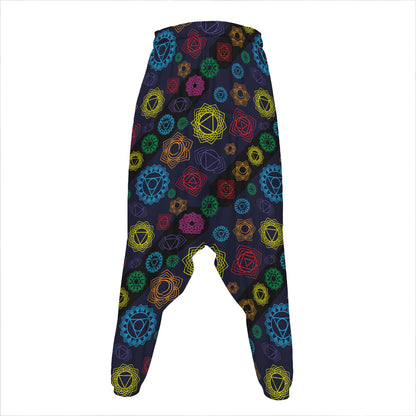 Colorful Seven Chakras Pattern Print Hammer Pants