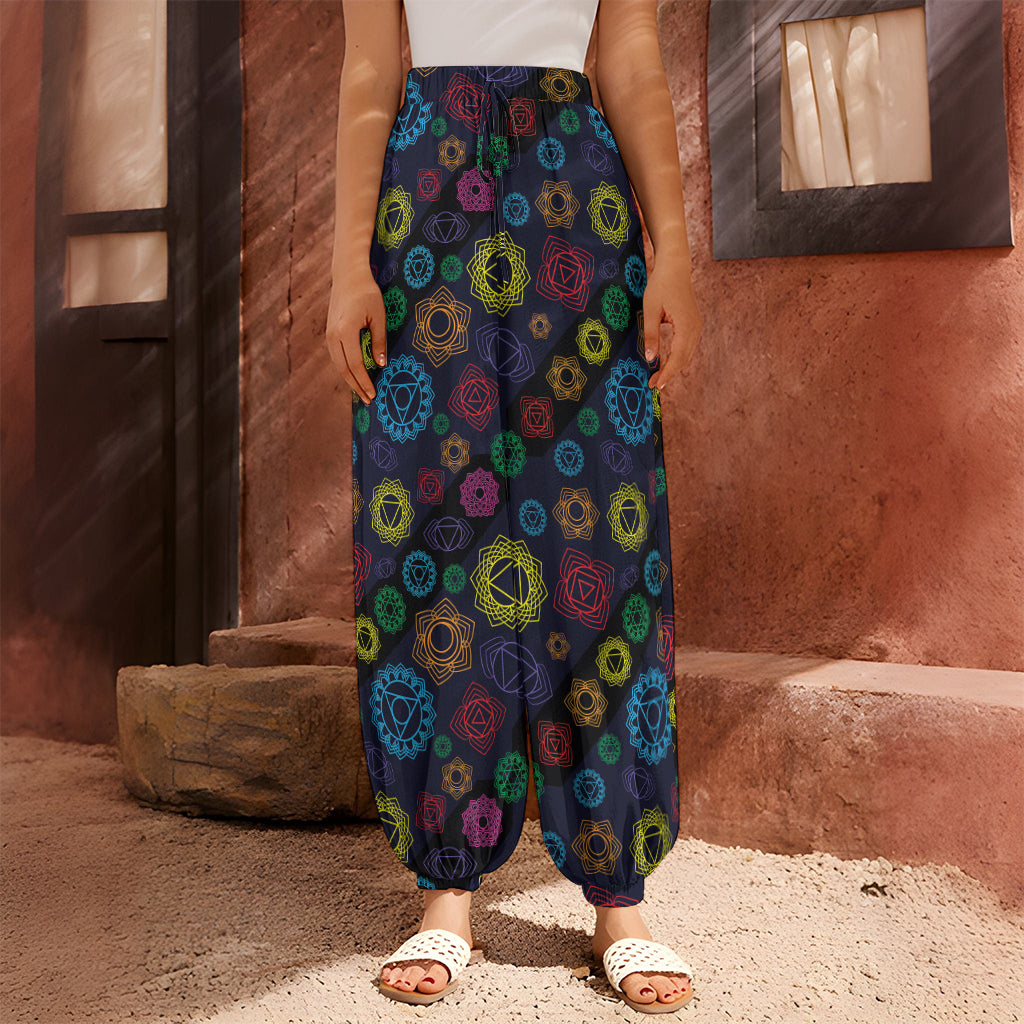 Colorful Seven Chakras Pattern Print Harem Pants