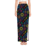 Colorful Seven Chakras Pattern Print High Slit Maxi Skirt