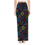 Colorful Seven Chakras Pattern Print High Slit Maxi Skirt