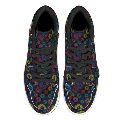 Colorful Seven Chakras Pattern Print High Top Leather Sneakers