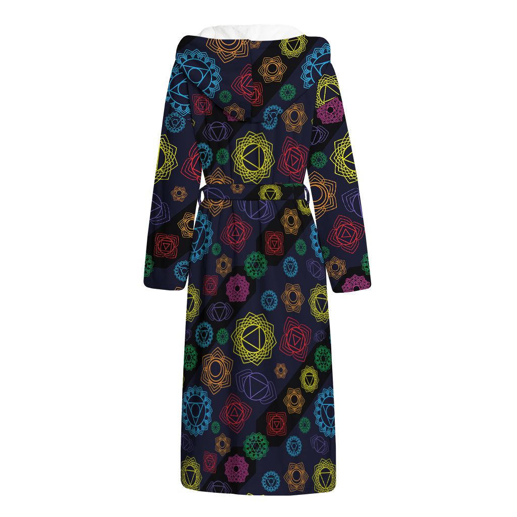 Colorful Seven Chakras Pattern Print Hooded Bathrobe