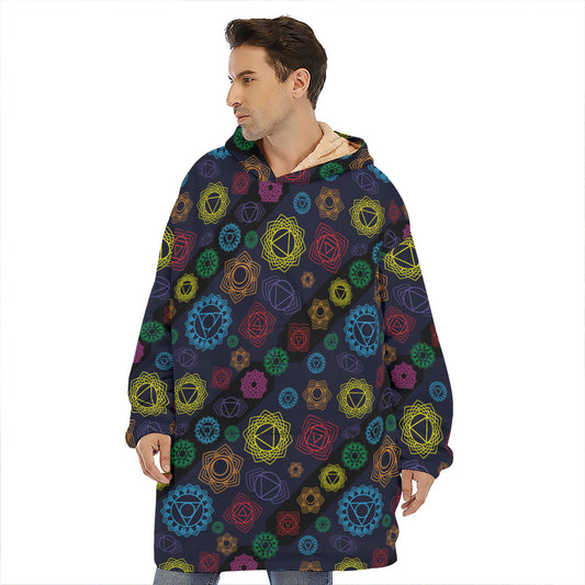Colorful Seven Chakras Pattern Print Hoodie Blanket