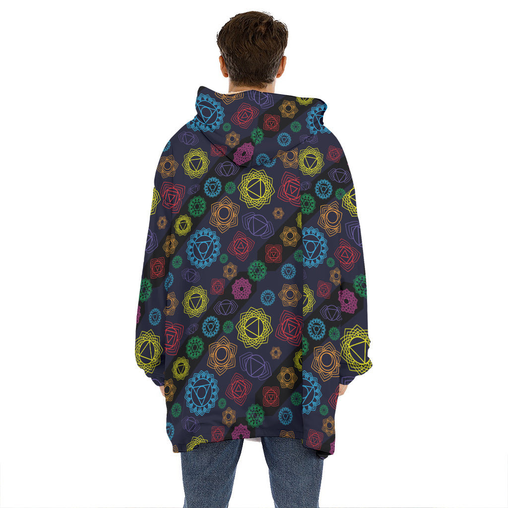 Colorful Seven Chakras Pattern Print Hoodie Blanket