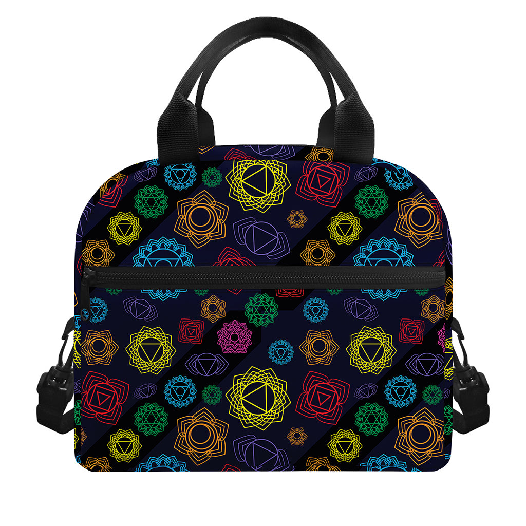 Colorful Seven Chakras Pattern Print Insulated Lunch Bag
