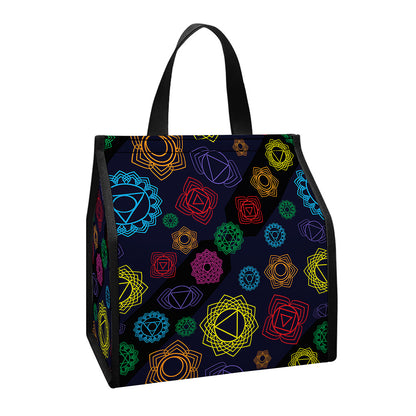 Colorful Seven Chakras Pattern Print Insulated Lunch Tote