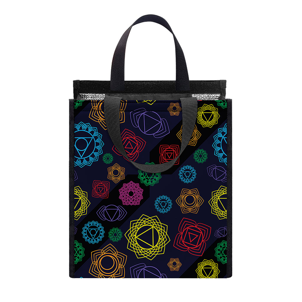 Colorful Seven Chakras Pattern Print Insulated Lunch Tote