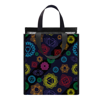 Colorful Seven Chakras Pattern Print Insulated Lunch Tote