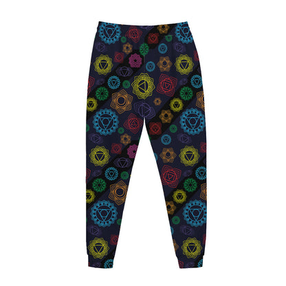 Colorful Seven Chakras Pattern Print Jogger Pants